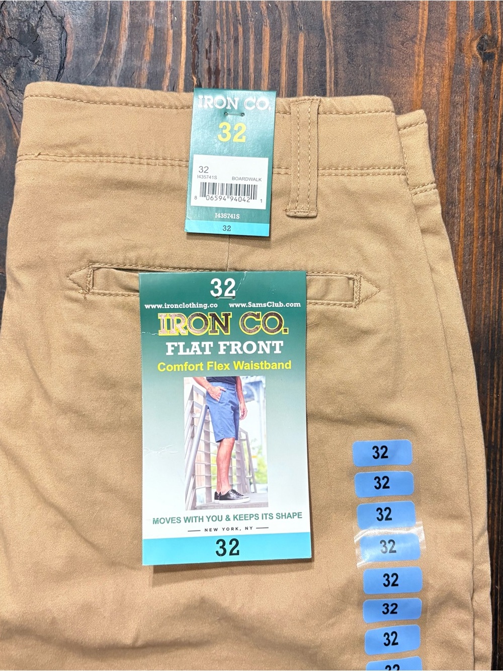 Iron Co. Men's Flat Front Shorts - Khaki